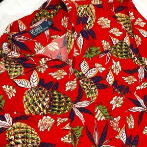 Polo Ralph Lauren‎ Hawaiian Shirt Men Large Loop Collar Camp Aloha Viscose AOP